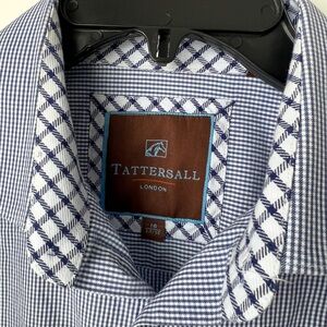 Tattersall London Navy Checkered Men's Shirt